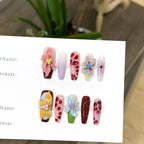Press-On Nail Set Floral Reusable No Glue