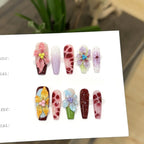 Press-On Nail Set Floral Reusable No Glue
