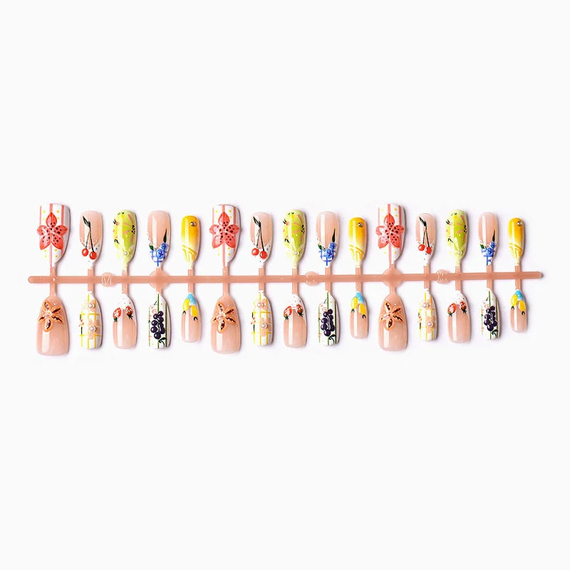 Press-On Nail Set Floral Reusable Peel & Stick