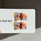 Press-On Nail Set Floral Reusable Secure Adhesion