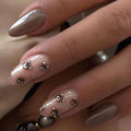 Press-On Nail Set Floral & Rhinestone 24-Piece Non-Toxic