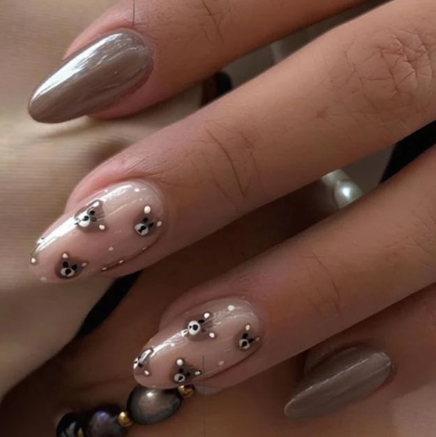 Press-On Nail Set Floral & Rhinestone 24-Piece Non-Toxic