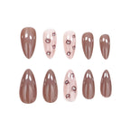 Press-On Nail Set Floral & Rhinestone 24-Piece Non-Toxic