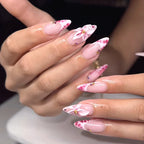 Press-On Nail Set Floral Rhinestone Chip Resistant