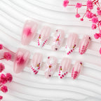 Press-On Nail Set Floral Rhinestone & Chip-Resistant