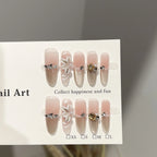 Press-On Nail Set Floral & Rhinestone Multiple Sizes