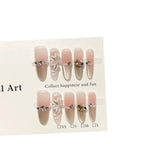 Press-On Nail Set Floral & Rhinestone Multiple Sizes