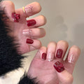 Press-On Nail Set Floral Rhinestone Reusable