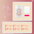 Press-On Nail Set Floral & Rhinestone Reusable