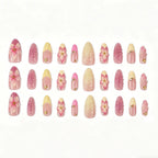 Press-On Nail Set Floral Rhinestone Reusable