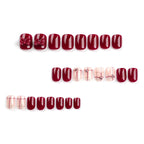 Press-On Nail Set Floral Rhinestone Reusable