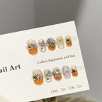Press-On Nail Set Floral & Rhinestone Reusable