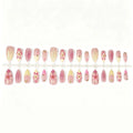 Press-On Nail Set Floral Rhinestone Reusable
