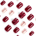 Press-On Nail Set Floral Rhinestone Reusable