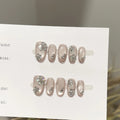 Press-On Nail Set Floral & Rhinestone Reusable Multiple Sizes
