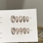 Press-On Nail Set Floral & Rhinestone Reusable Multiple Sizes