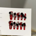 Press-On Nail Set Floral Rhinestones & Pearls No Glue