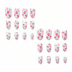 Press-On Nail Set Floral Rose Acrylic Long-Lasting