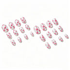 Press-On Nail Set Floral Rose Acrylic Long-Lasting