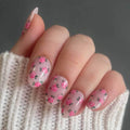 Press-On Nail Set Floral Rose Acrylic Long-Lasting