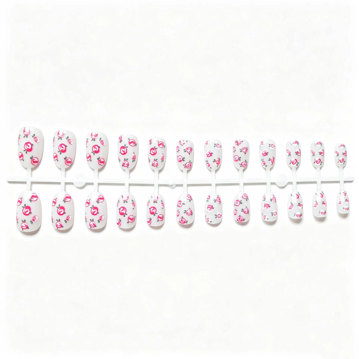 Press-On Nail Set Floral Rose Acrylic Long-Lasting