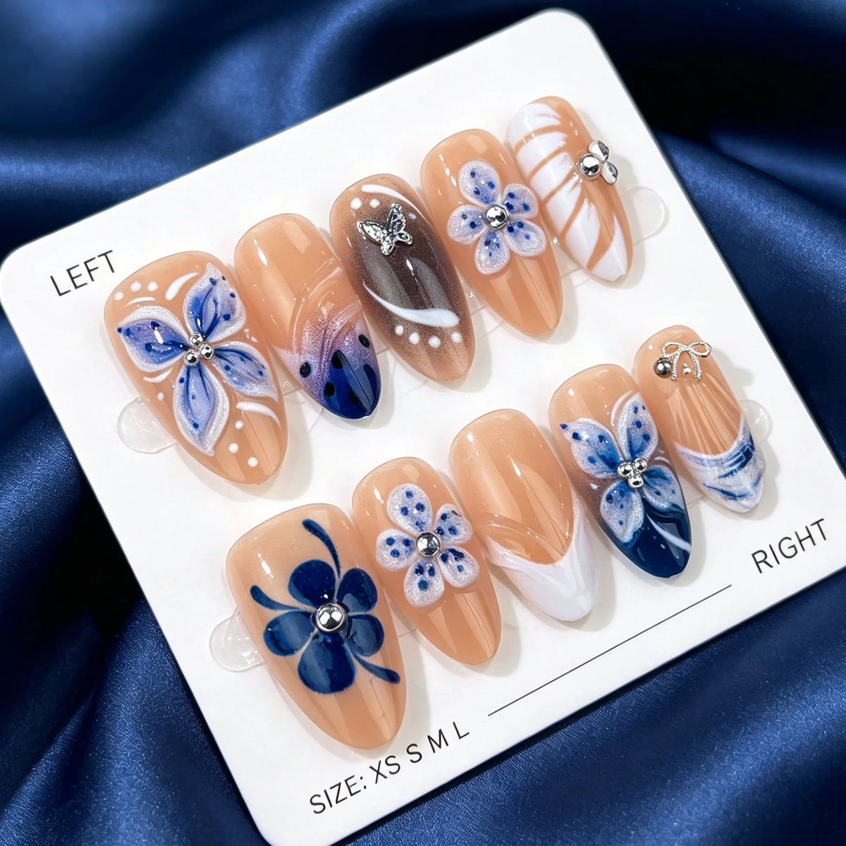 Press-On Nail Set Floral Salon-Quality Multiple Sizes