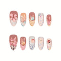 Press-On Nail Set Floral & Seashell Full-Cover Easy Application
