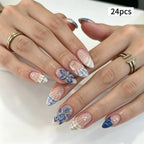 Press-On Nail Set Floral Self-Adhesive 24 Pieces