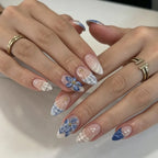 Press-On Nail Set Floral Self-Adhesive 24 Pieces