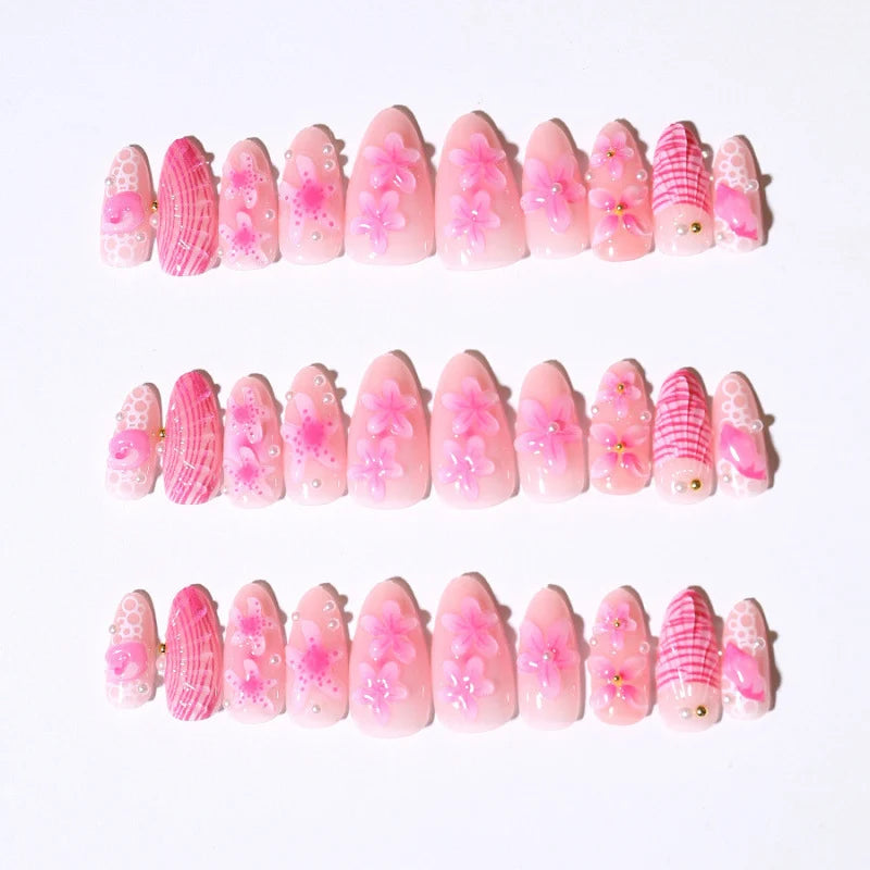 Press-On Nail Set Floral Self-Adhesive Comfort Fit