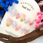 Press-On Nail Set Floral Self-Adhesive Comfortable Fit