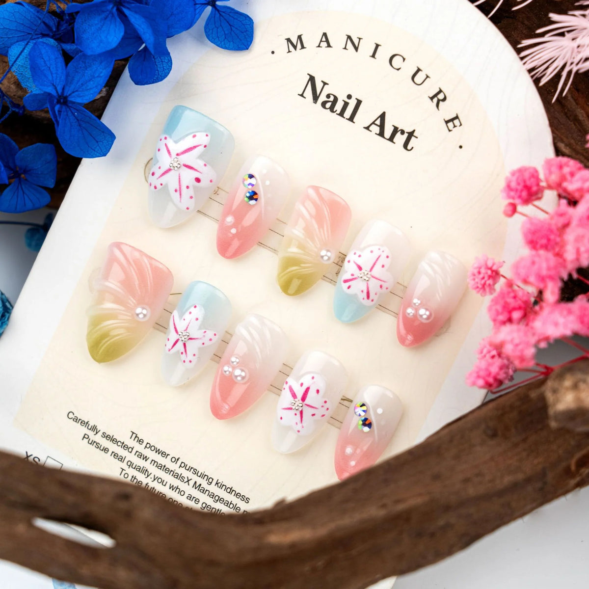 Press-On Nail Set Floral Self-Adhesive Comfortable Fit