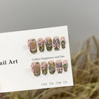 Press-On Nail Set Floral Self-Adhesive Long-Lasting