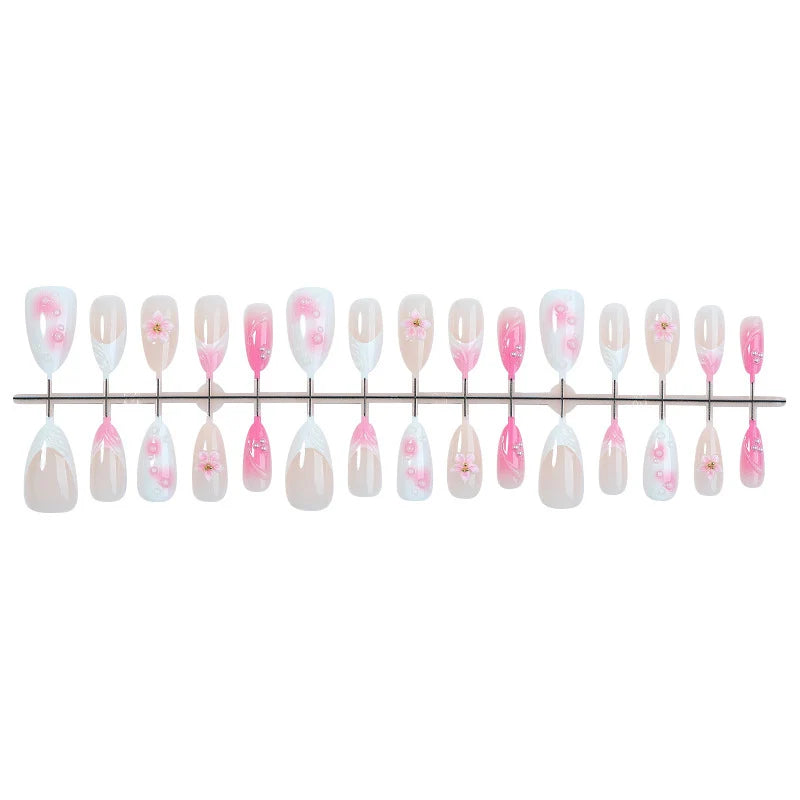 Press-On Nail Set Floral Self-Adhesive & Long-Lasting