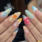 Press-On Nail Set Floral Self-Adhesive Long-Lasting Gloss