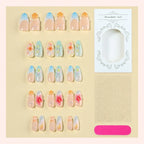 Press-On Nail Set Floral Self-Adhesive Long-Lasting Gloss