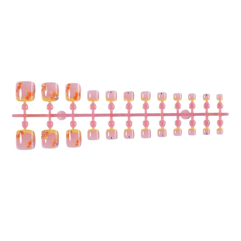 Press-On Nail Set Floral Self-Adhesive Multiple Sizes