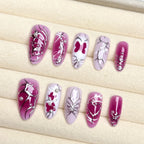 Press-On Nail Set Floral Self-Adhesive & Reusable