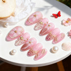 Press-On Nail Set Floral Self-Adhesive & Reusable