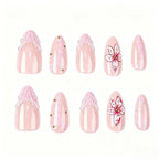 Press-On Nail Set Floral Self-Adhesive & Reusable
