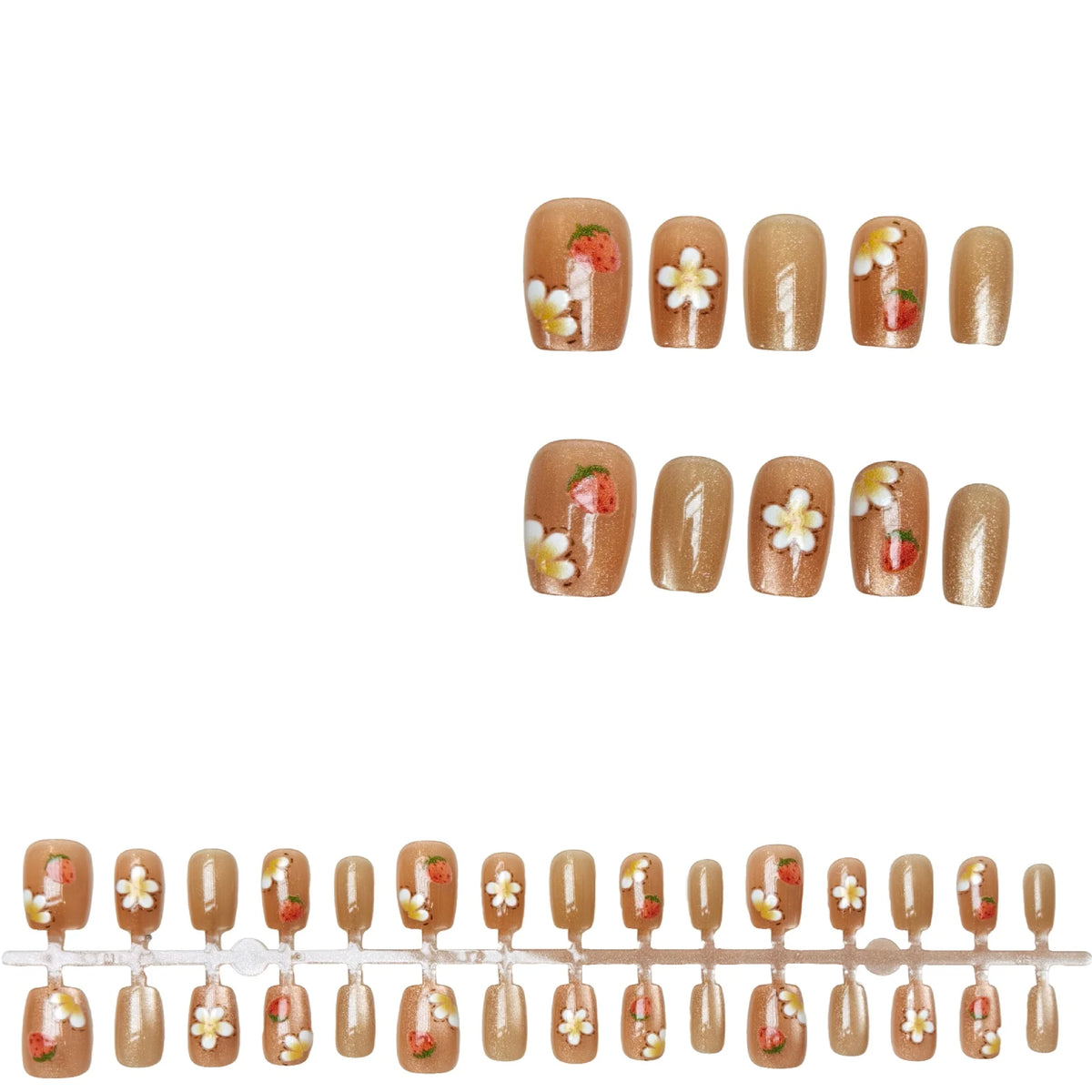 Press-On Nail Set Floral Self-Adhesive Reusable