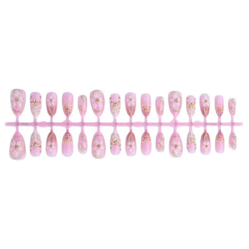 Press-On Nail Set Floral Self-Adhesive & Reusable