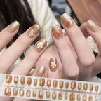 Press-On Nail Set Floral Self-Adhesive Reusable