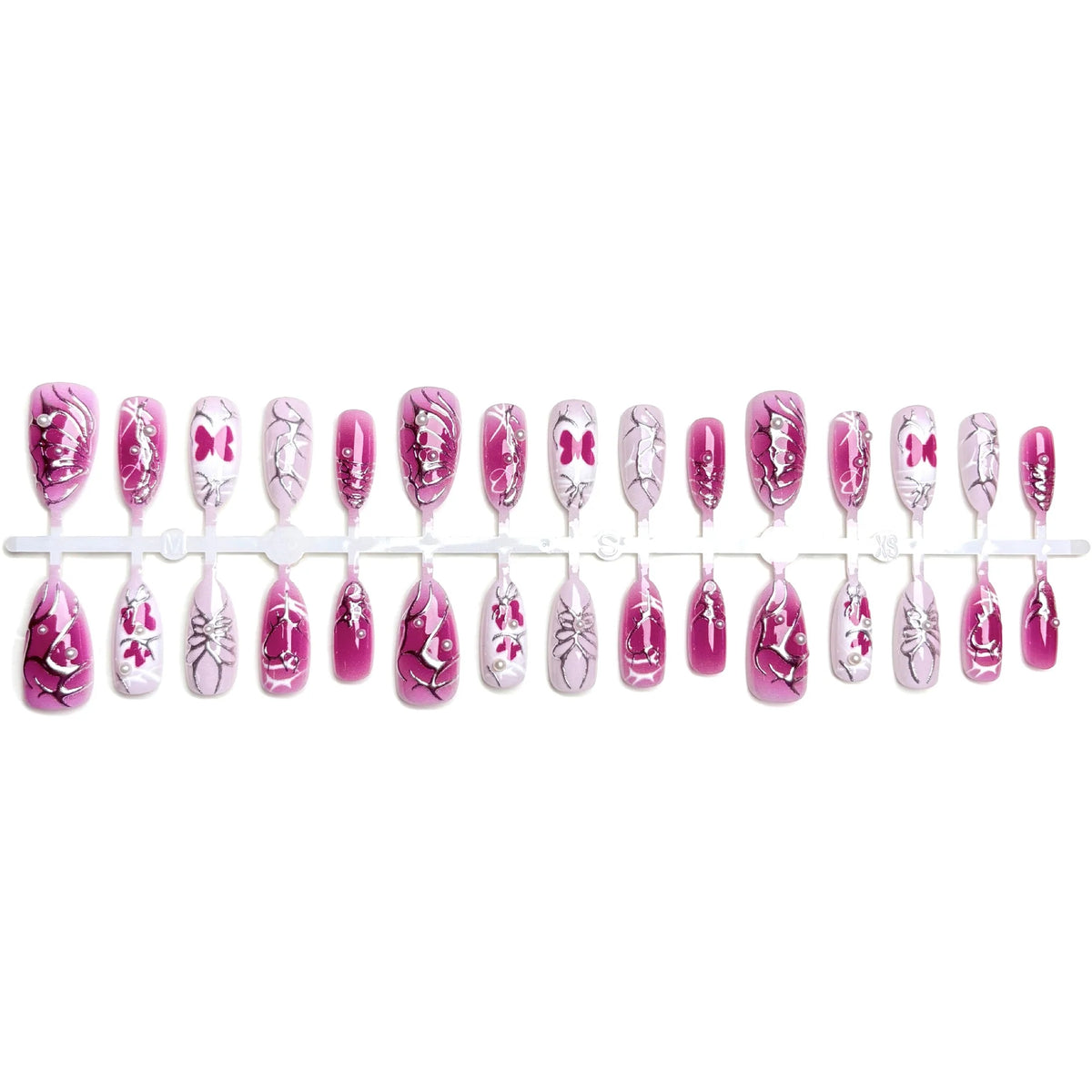 Press-On Nail Set Floral Self-Adhesive & Reusable