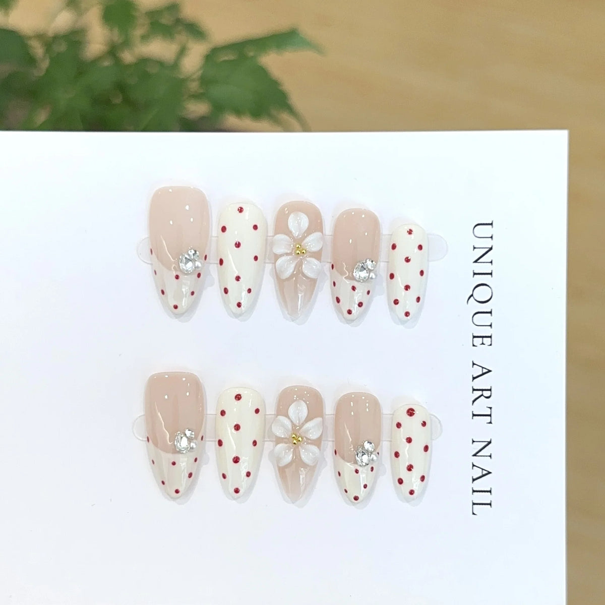 Press-On Nail Set Floral Self-Adhesive Sizes S M L