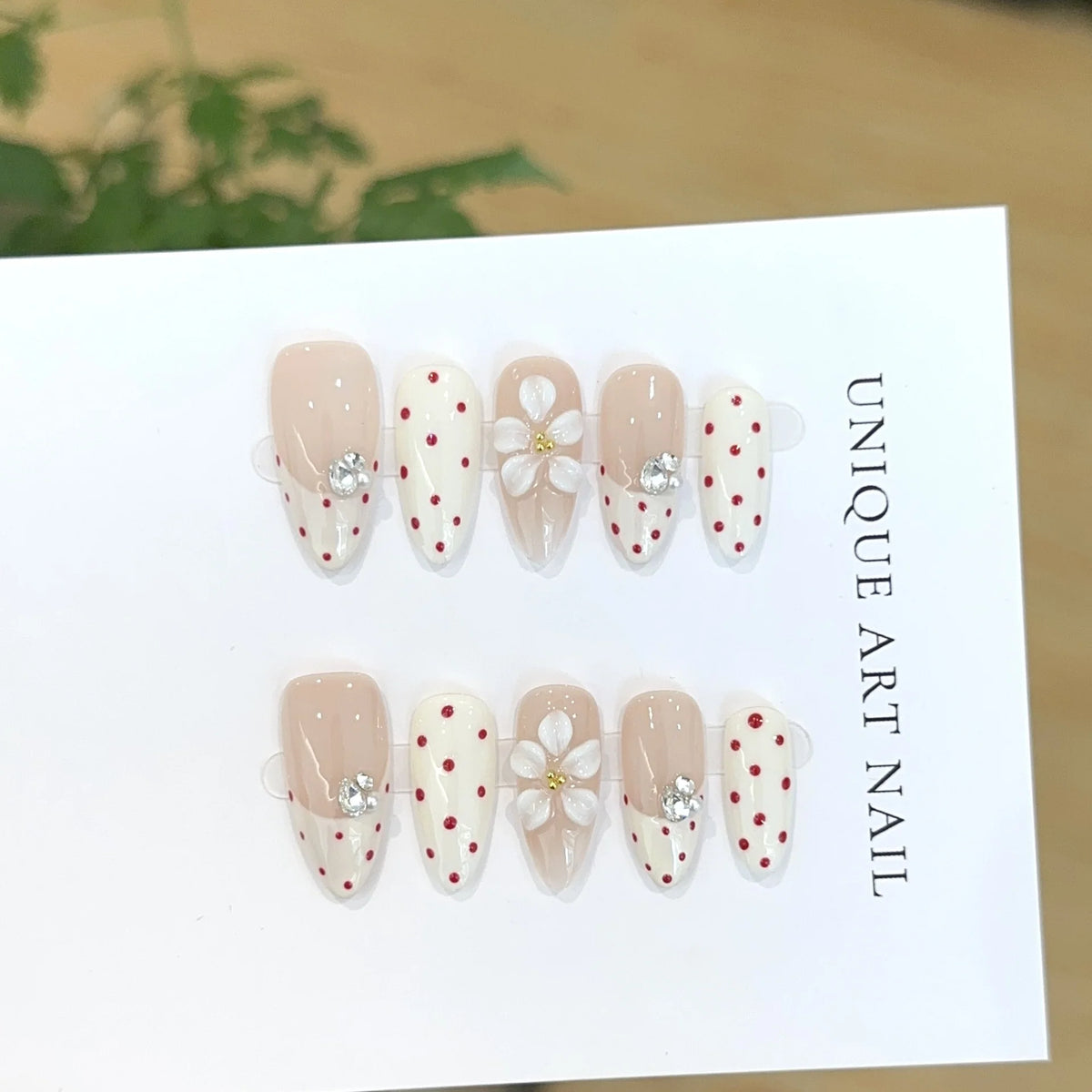Press-On Nail Set Floral Self-Adhesive Sizes S M L