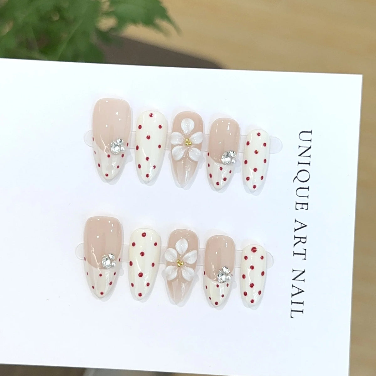 Press-On Nail Set Floral Self-Adhesive Sizes S M L