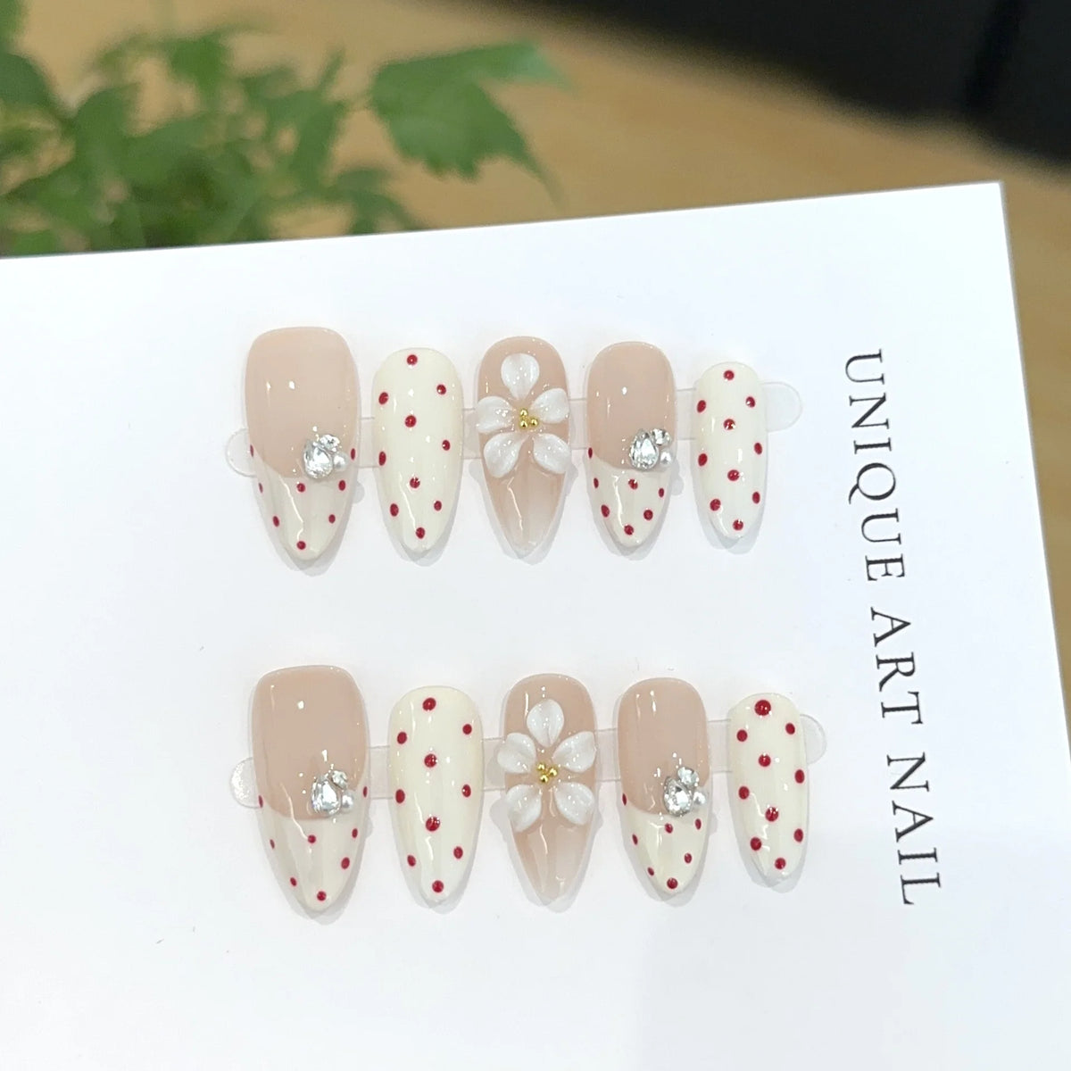 Press-On Nail Set Floral Self-Adhesive Sizes S M L