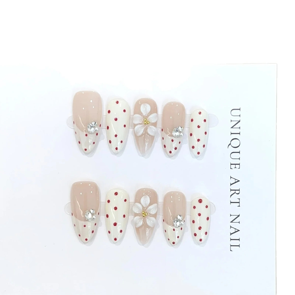 Press-On Nail Set Floral Self-Adhesive Sizes S M L
