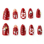 Press-On Nail Set Floral & Shell Accents